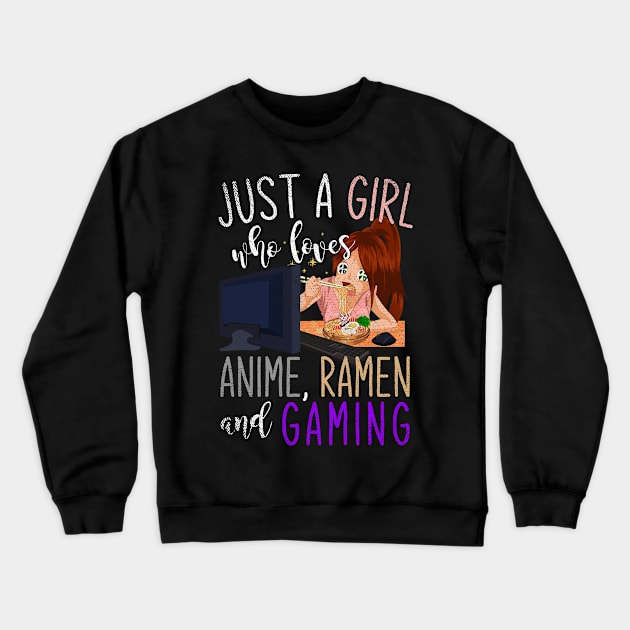 Anime Cosplay Japanimation Ramen Japan Kawaii Girl Gamer Manga Crewneck Sweatshirt by ShirtsShirtsndmoreShirts